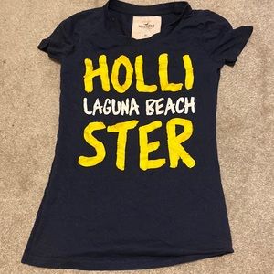 blue shirt, from hollister